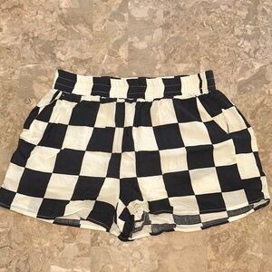 Checkered Black and White Women's Shorts